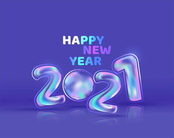 色彩艳丽的色彩艳丽的气球2021号蓝色背景新年快乐 — 图库矢量图片