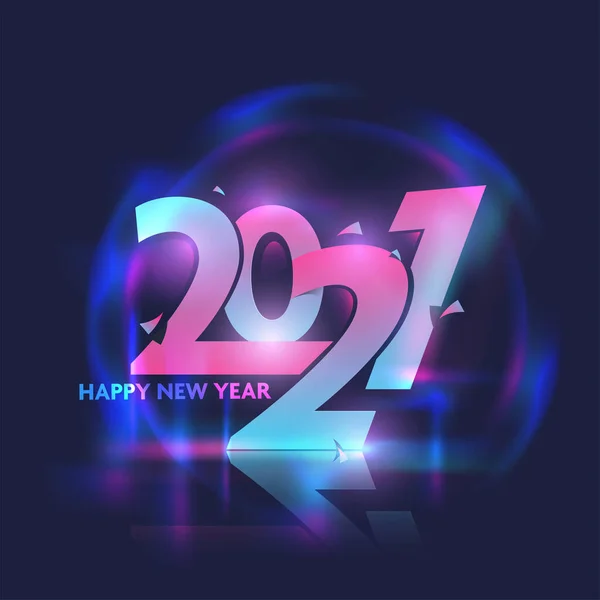 Gradient Lights Effect 2021 Happy New Year Text Blue Background — Stock Vector