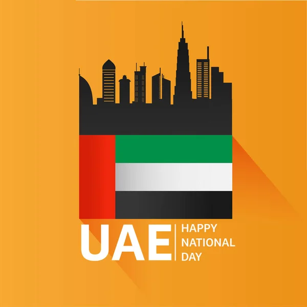 Happy National Day Poster Design Uae Flag Famous Architecture Orange — 스톡 벡터