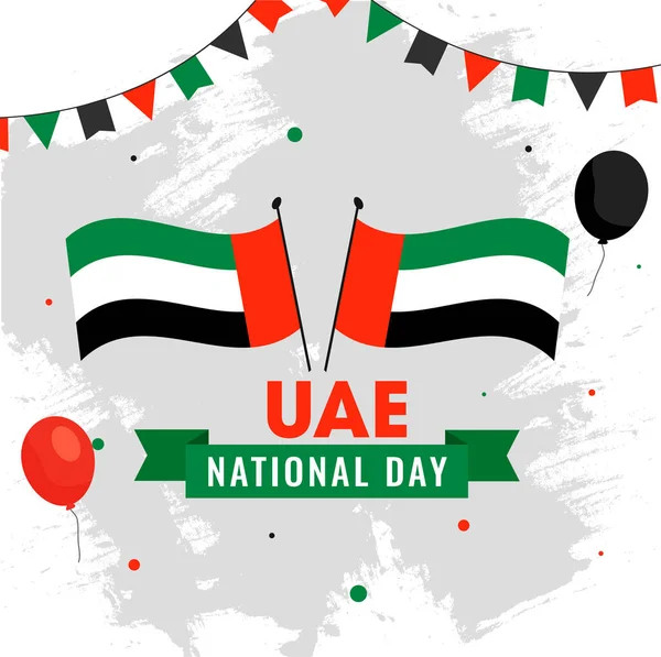 National Day Celebration Poster Design Uae Flags Balloons Grey Brush — 스톡 벡터