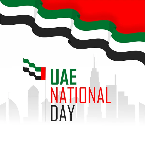 Uae National Day Text Wavy Flag White Silhouette Monuments Architecture — 스톡 벡터