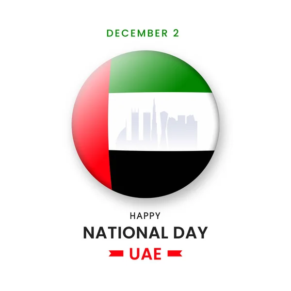 2015 Glossy Uae Flag Label Sticker White Background 2Nd December — 스톡 벡터