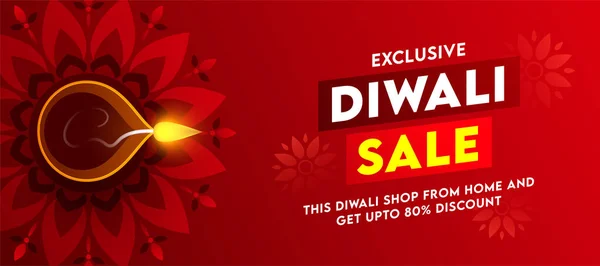 Exklusiv Diwali Försäljning Rubrik Eller Banner Design Med Rabatterbjudande Och — Stock vektor