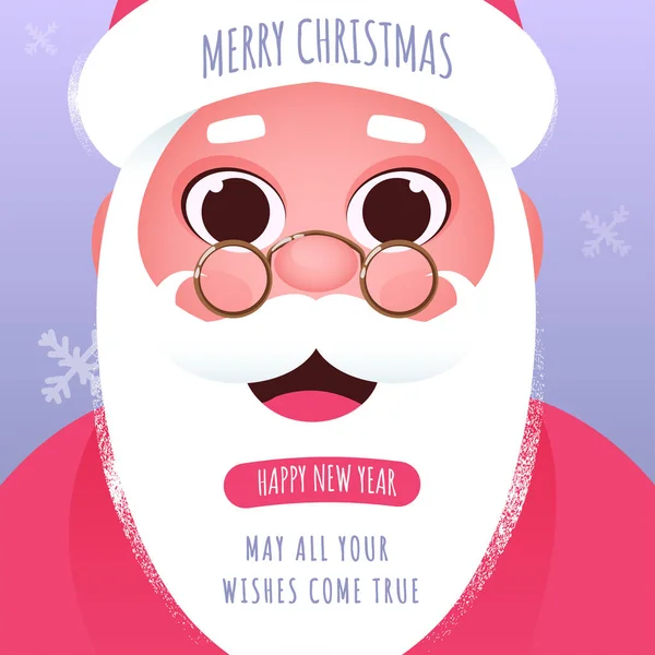 Cartoon Weihnachtsmann Gesicht Mit Rauscheffekt Auf Lila Hintergrund Für Frohe — Stockvektor