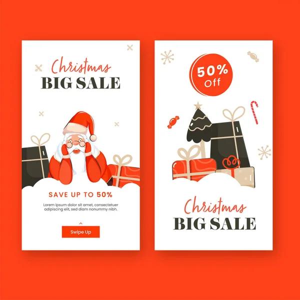 Navidad Gran Venta Plantilla Diseño Conjunto Con Oferta Descuento Cajas — Vector de stock