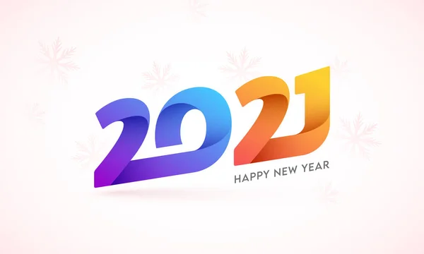白色雪花背景下2021年渐变的剪纸数量新年快乐 — 图库矢量图片