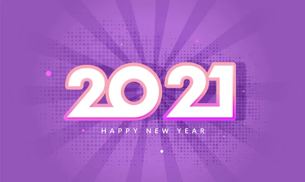 Style Autocollant 2021 Nombre Sur Les Rayons Violets Arrière Plan — Image vectorielle