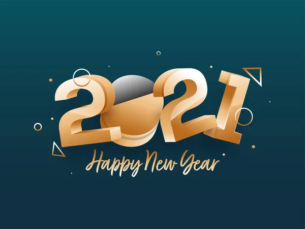 具有几何元素的金3D 2021年新年吉祥背景数字 — 图库矢量图片