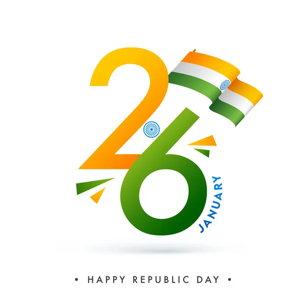 January Number Indian Flag White Background Happy Republic Day — Stock Vector
