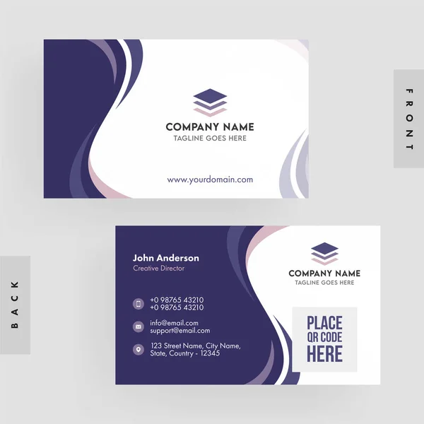 Zakelijke Visitekaartjes Ontwerp Witte Violette Kleur — Stockvector