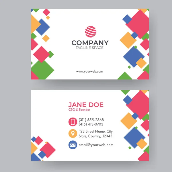 Business Visiting Card Design Set Colorful Square Elements — Stock Vector