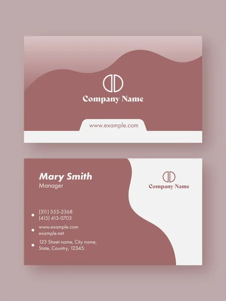 Editable Business Card Horizontal Template Front Back View — Stock Vector