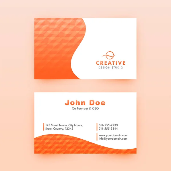 Creative Horizontal Business Card Template Design Orange White Color — стоковый вектор