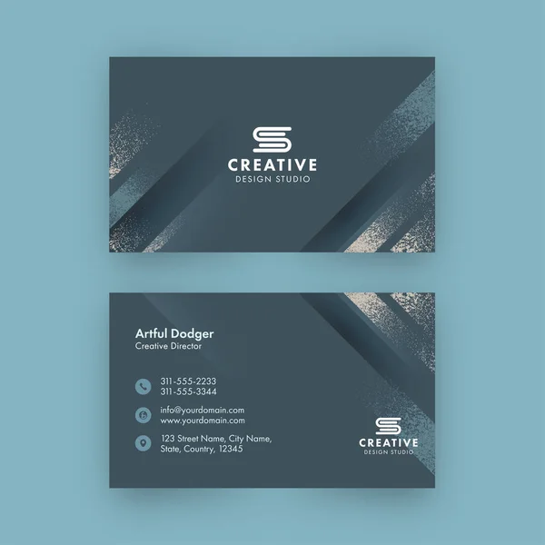 Business Card Horizontal Template Design Noise Effect Double Sided — 스톡 벡터
