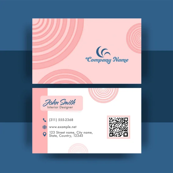 Horizontale Business Card Sjabloon Lay Out Roze Witte Kleur — Stockvector