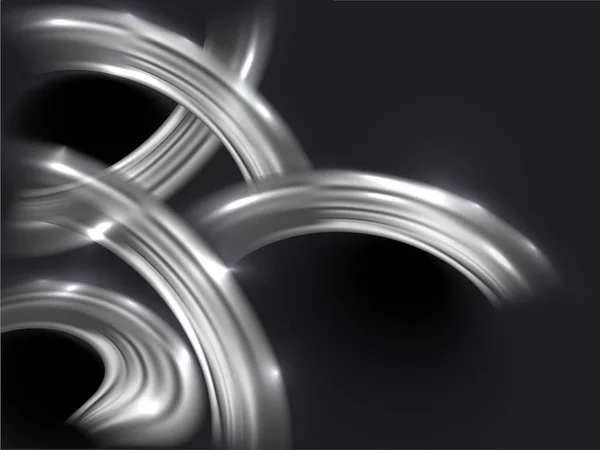 Abstract Silver Curve Light Effect Fundo Preto — Vetor de Stock