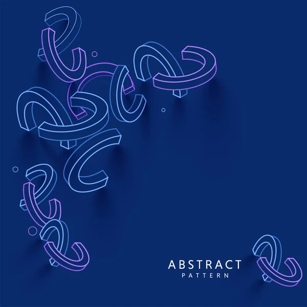 Alphabet Line Art Formes Décorées Sur Fond Bleu — Image vectorielle