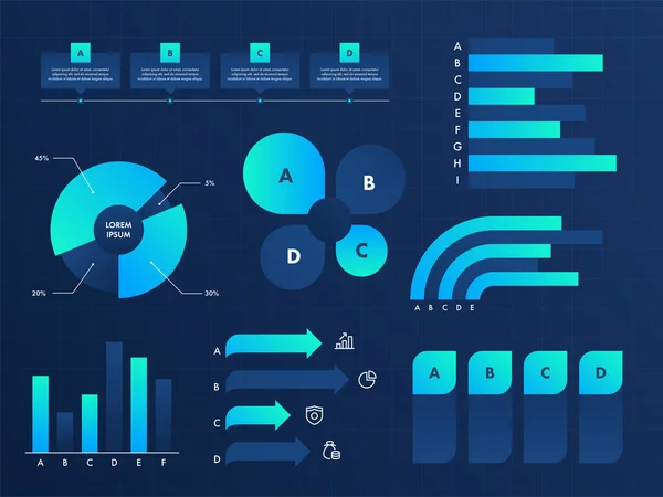 Presentación Infografía Negocios Diseño Plantillas Powerpoint Color Azul — Archivo Imágenes Vectoriales