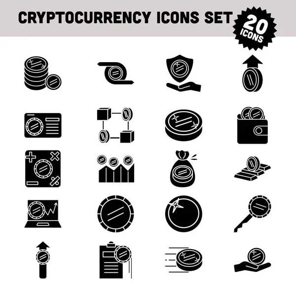 Flat Style Cryptogeld Pictogram Set Kleur — Stockvector