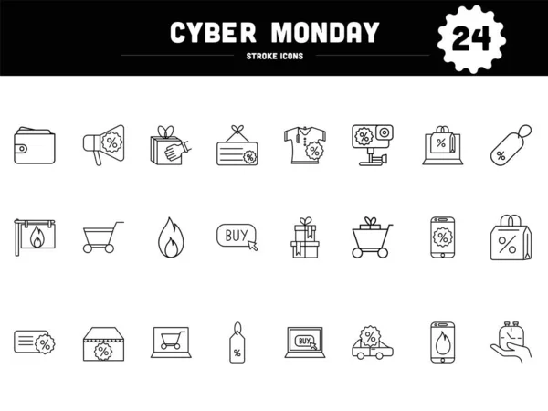 Cyber Monday Icône Mis Dans Style Avc — Image vectorielle