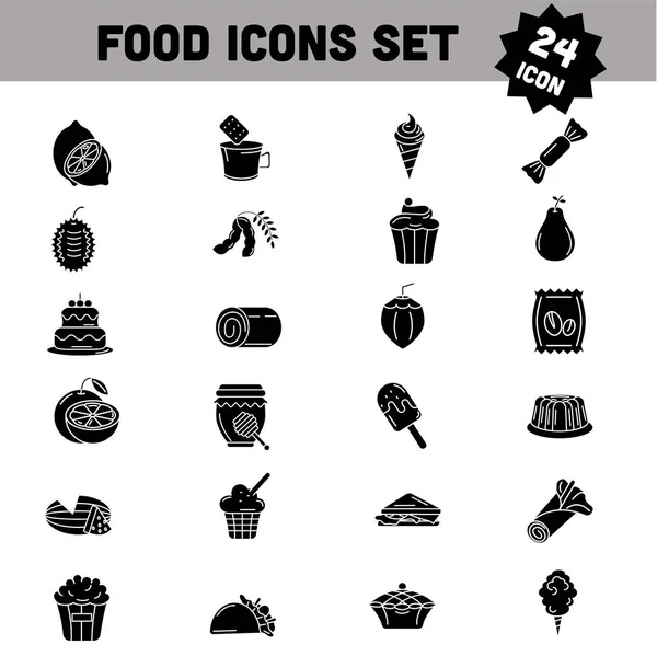 Ilustración Glifos Delicioso Conjunto Iconos Alimentos — Vector de stock