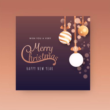 Mutlu Noeller & Yeni Yıl Kutlama Posteri Tasarımı Asılan Mücevherler ve Bokeh Efekti.