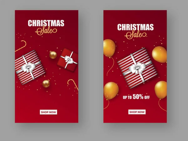 Plantilla Venta Navidad Flyer Design Set Color Rojo Con Mejor — Archivo Imágenes Vectoriales