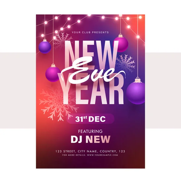 New Year Eve Party Flyer Design Gradient Effect — Stock Vector