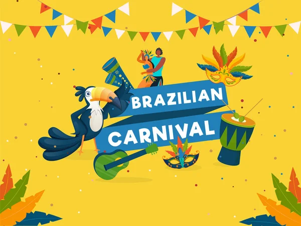 Concepto Celebración Del Carnaval Brasileño Con Personaje Pareja Dibujos Animados — Vector de stock