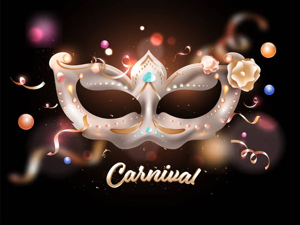 Carnival Party Celebration Background Realistic Glossy Mask Illustration — Stock Vector