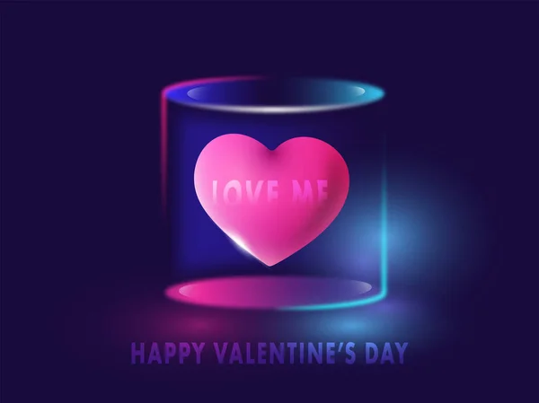 Pink Love Heart Intérieur Boîte Verre Sur Fond Bleu Pour — Image vectorielle