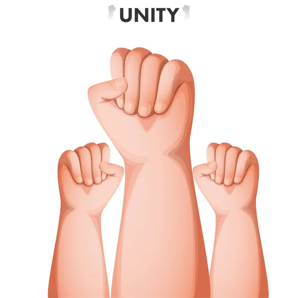 Human Fist Hand Raised White Background Unity Concept — Stock Vector