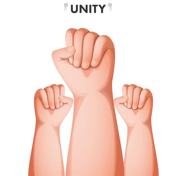 Poing Humain Levé Sur Fond Blanc Pour Concept Unité — Image vectorielle