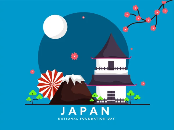 Japan National Foundation Day Concept Met Japans Huis Berg Fuji — Stockvector