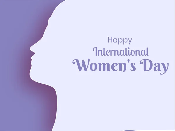 Happy International Women Day Text Paper Cut Female Face Background - Stok Vektor