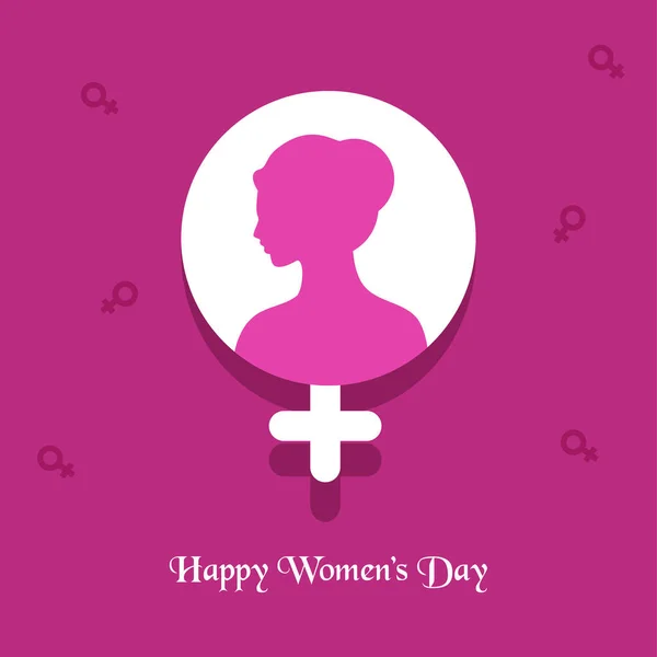 幸せな女性の日のテキストで紙の女性性別ピンクの背景にサインイン — ストックベクタ