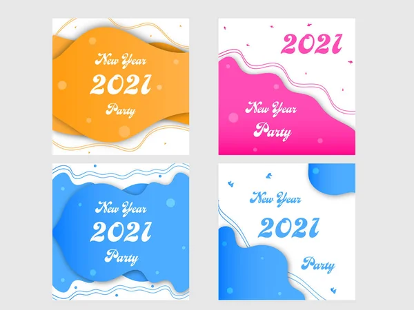 2021 Posts Festa Ano Novo Com Fundo Ondas Corte Papel —  Vetores de Stock