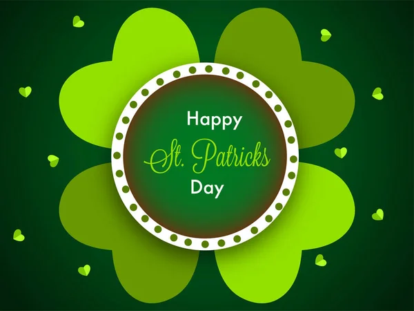 Happy Patrick Day Text Circular Frame Green Paper Hearts — Stock Vector