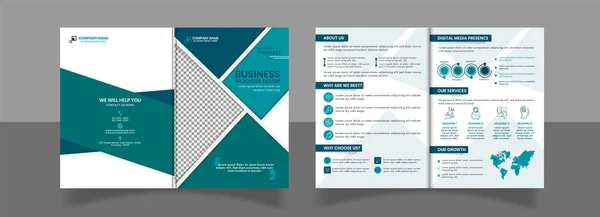 Brochure Business Fold Design Couverture Avec Présentation Double Face — Image vectorielle