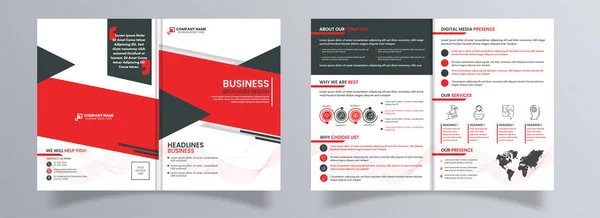 Business Fold Brochure Sjabloon Lay Out Voor Achter Bekijken — Stockvector