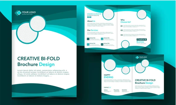 Creatief Fold Brochure Ontwerp Met Ruimte Voor Afbeeldingen Voor Achter — Stockvector