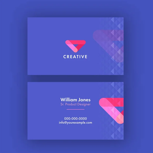 Horizontal Business Card Template Layout Blue Background — Stock Vector