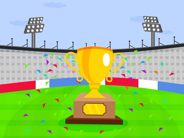 Fondo Del Estadio Críquet Con Ilustración Trofeo Ganador — Vector de stock