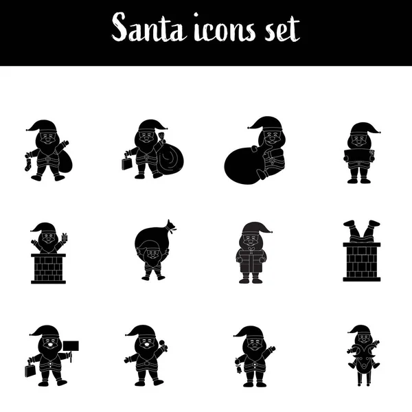 Glifo Estilo Santa Claus Icono Establecido Sobre Fondo Blanco — Vector de stock