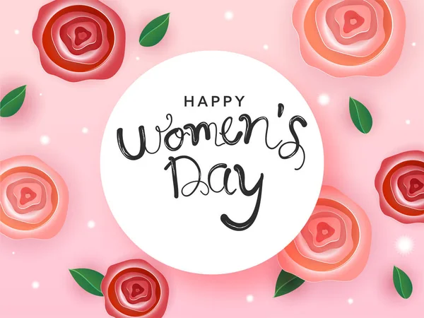 Happy Women Day Schrift Mit Draufsicht Auf Papier Spiralblume Grüne — Stockvektor
