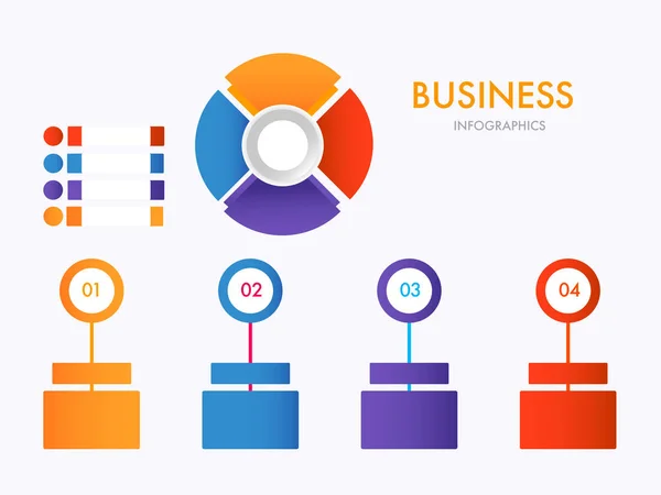 Business Infographics Mall Layout Med Färgglada Fyra Alternativ Tidslinje Diagram — Stock vektor