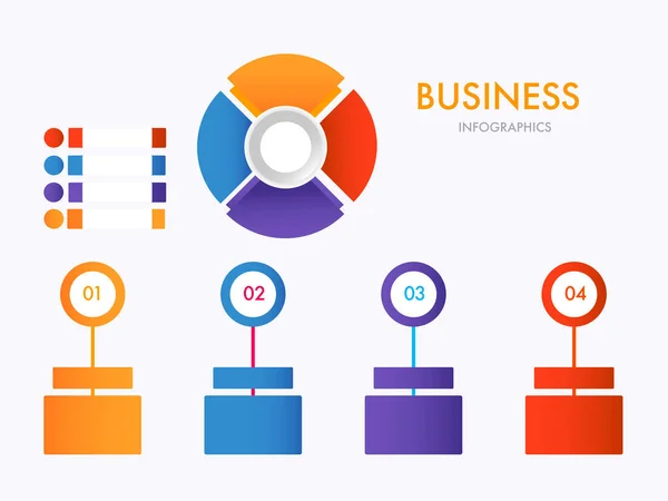 Diseño Plantillas Infografías Negocios Con Coloridas Cuatro Opciones Diagramas Línea — Archivo Imágenes Vectoriales