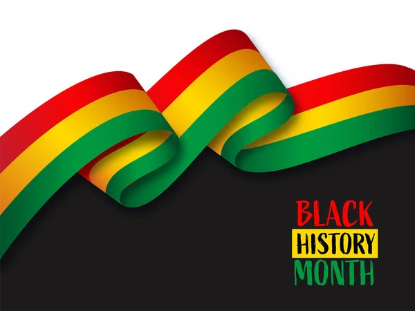 Fekete Történelem Hónap Koncepció Wavy Ribbon Fekete Fehér Háttér — Stock Vector