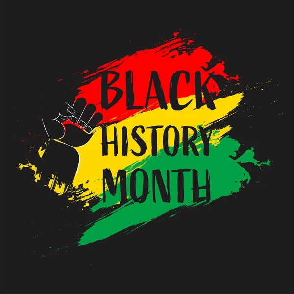 Fekete Történelem Hónap Szöveg Kézzel Ököllel Fel Ecsetvonás Hatása Fekete — Stock Vector