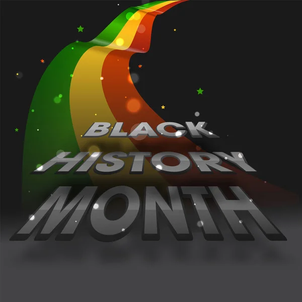 Fekete Történelem Hónap Szöveg Tricolor Szalag Zászló Bokeh Hatása Sötét — Stock Vector